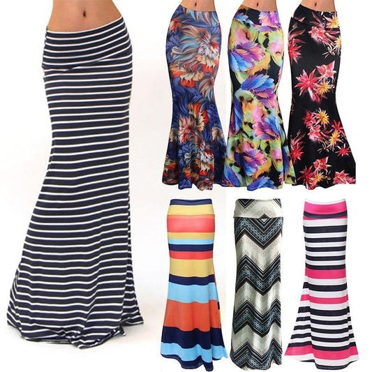 Plus Size Floor-length Stretch Maxi Beach Skirt - L & M Kee, LLC
