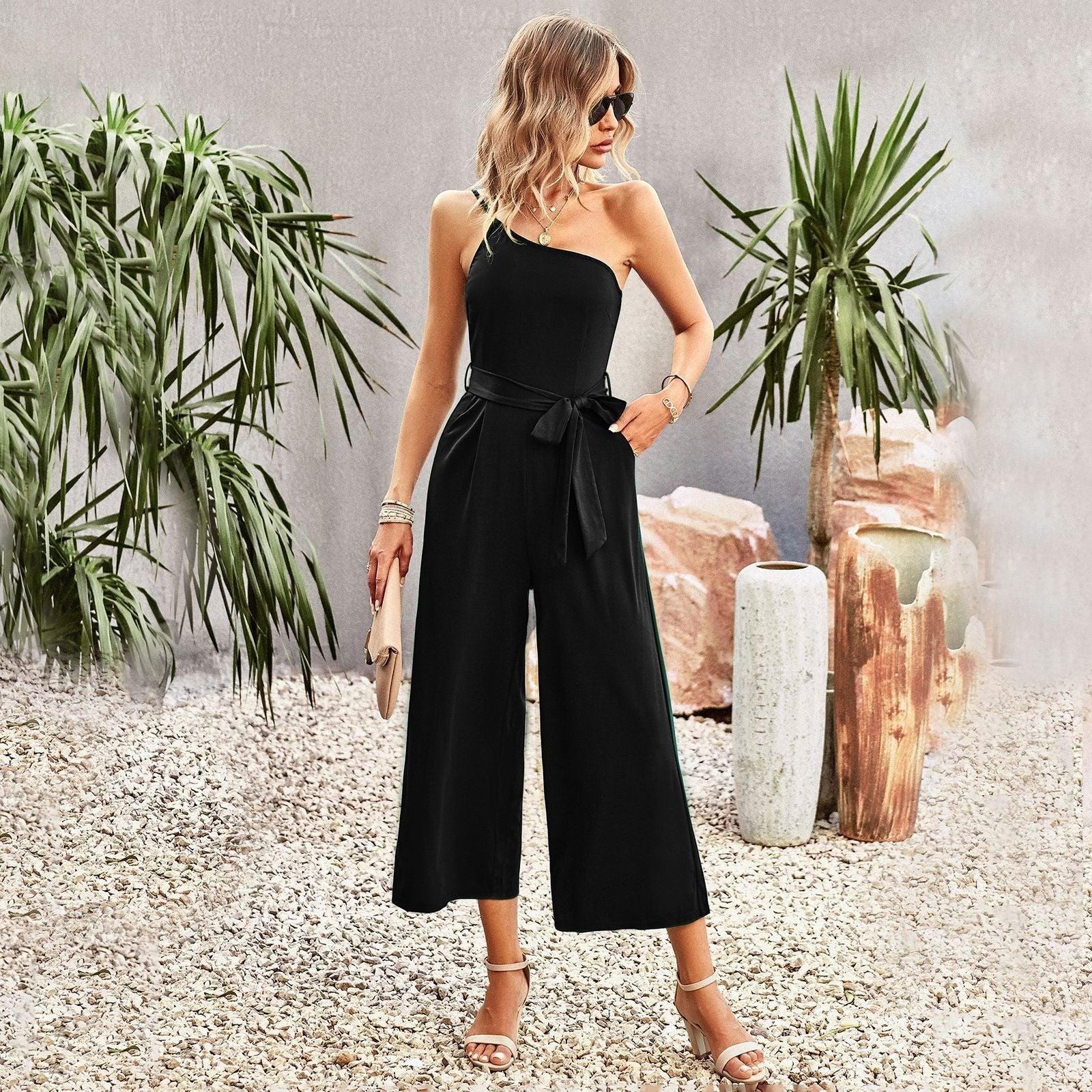 Off-shoulder Straight Leg Jumpsuit - L & M Kee, LLC