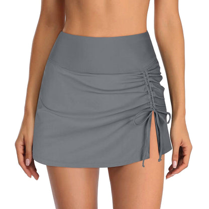 Ruched Side Vent Detail Swim Skirt