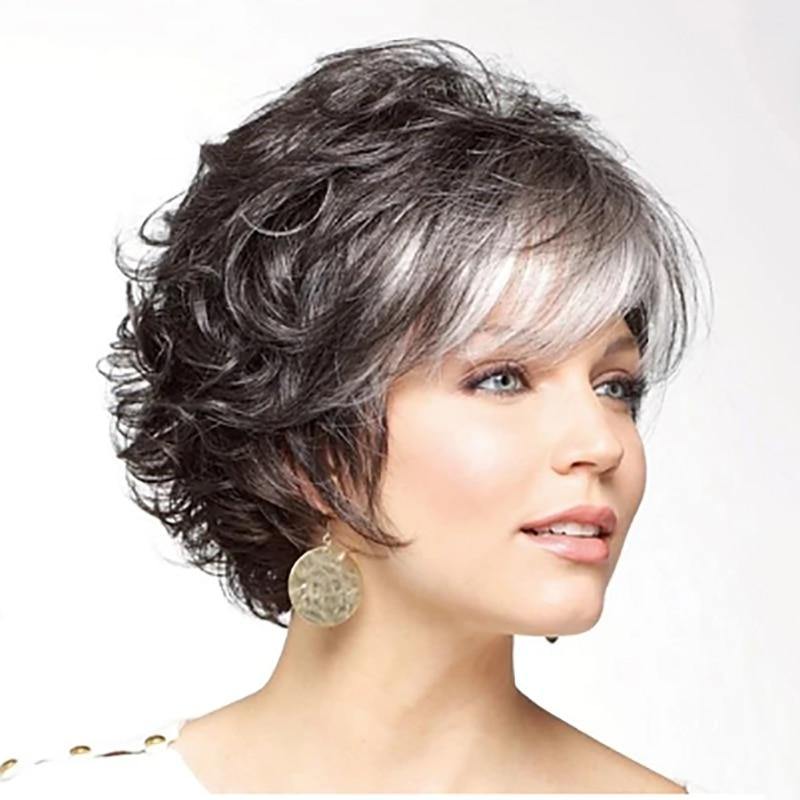 Short Layered Curly Puffy Bangs Wig - L & M Kee, LLC