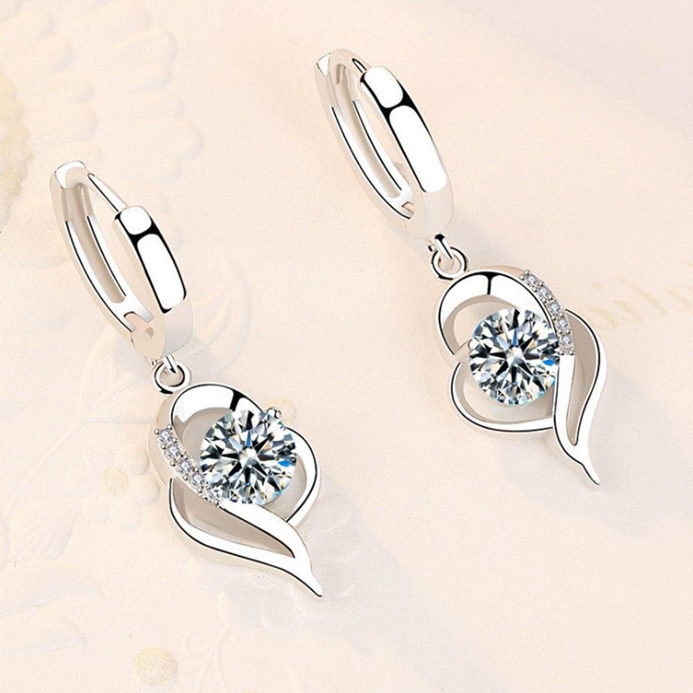 NEHZY 925 Sterling Silver Blue Pink White Purple Crystal Zircon Earrings - L & M Kee, LLC
