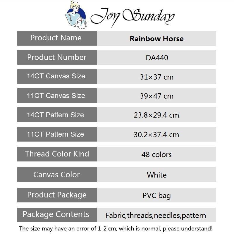Joy Sunday Rainbow Horse Count Cross Stitch Kit 11ct 14ct - L & M Kee, LLC
