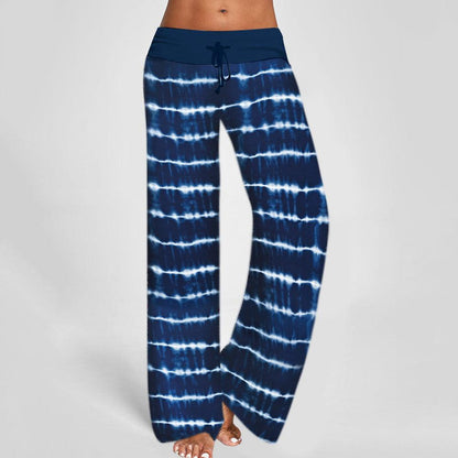 Striped Printed Wide Leg Long Pants - L & M Kee, LLC