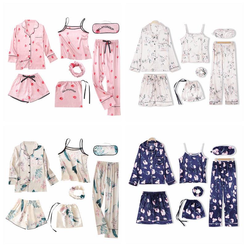 JULY'S SONG Pink Women's 7 Pieces Pajamas Set - L & M Kee, LLC