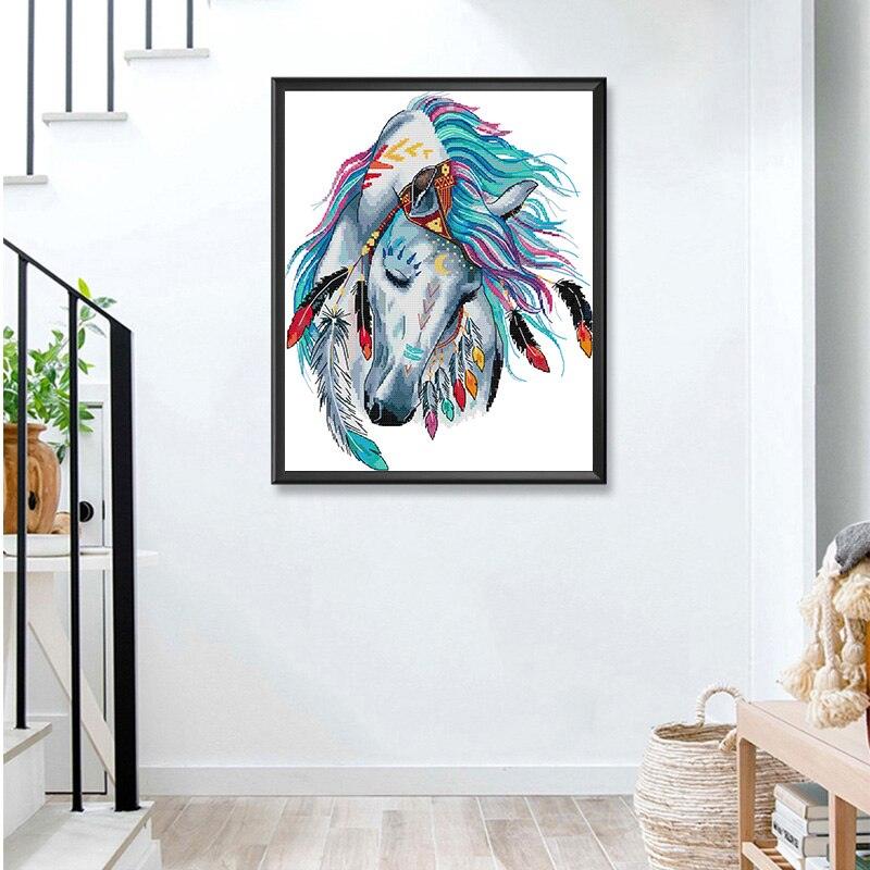 Joy Sunday Rainbow Horse Count Cross Stitch Kit 11ct 14ct - L & M Kee, LLC