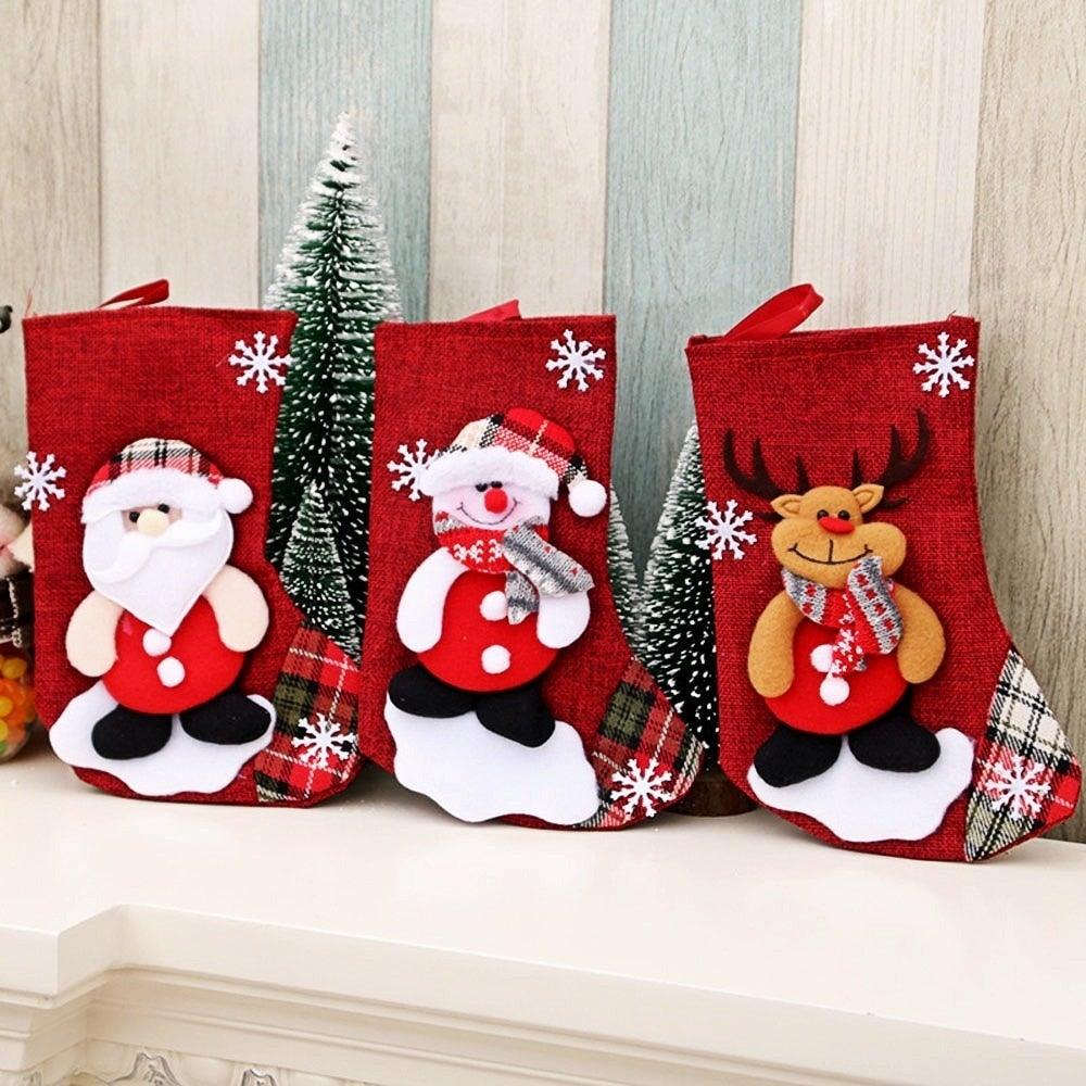 Christmas Stocking Gift Bag PendantLarge-capacity Children's Candy DIY Bag Santa ClausSnowman CartoonSocks ChristmasTree Pendant - L & M Kee, LLC