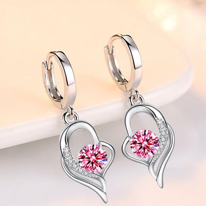 NEHZY 925 Sterling Silver Blue Pink White Purple Crystal Zircon Earrings - L & M Kee, LLC