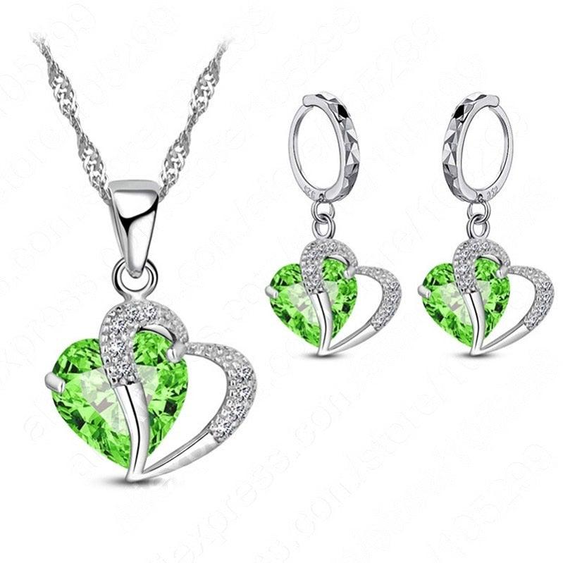 Heart Lux 925 Sterling Silver Cubic Zircon Jewelry Set - L & M Kee, LLC