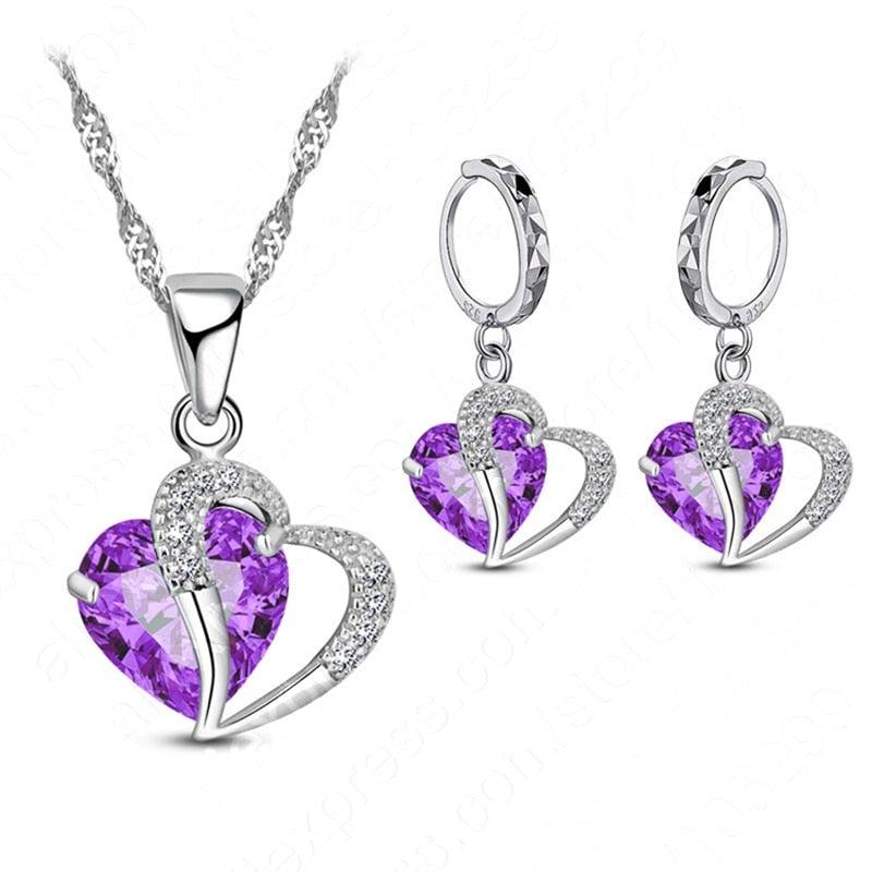Heart Lux 925 Sterling Silver Cubic Zircon Jewelry Set - L & M Kee, LLC