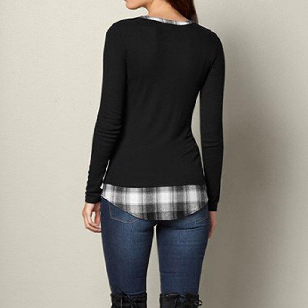 Women T Shirt V-Neck Buttons Long Sleeve - L & M Kee, LLC