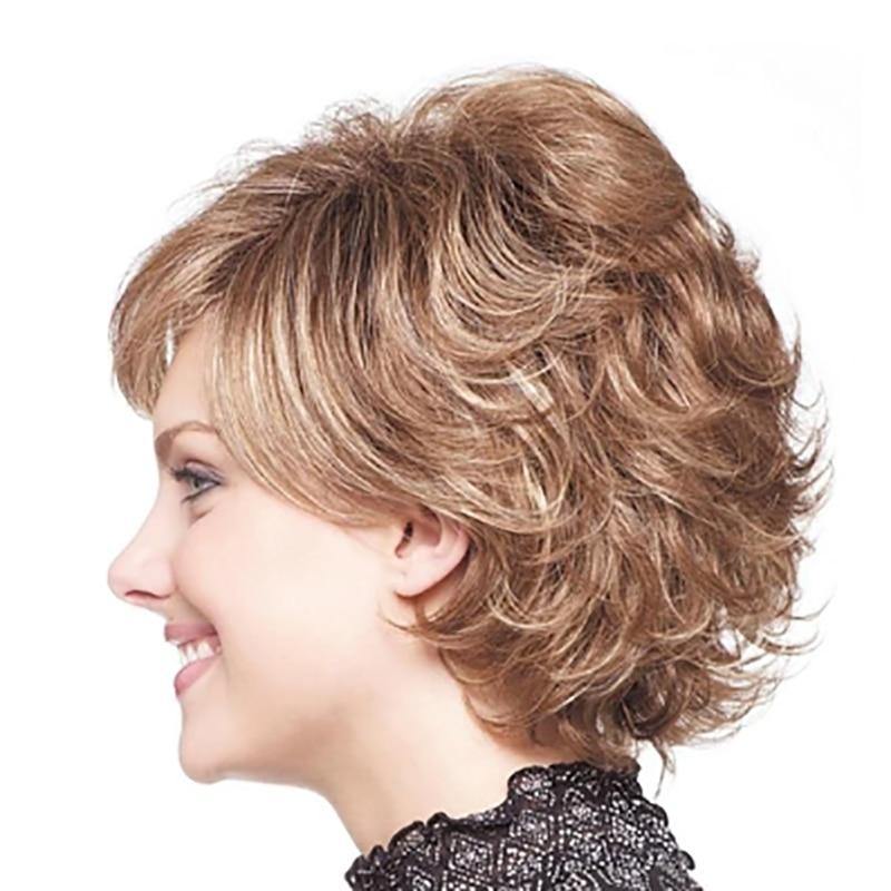 Short Layered Curly Puffy Bangs Wig - L & M Kee, LLC