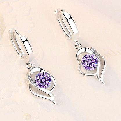 NEHZY 925 Sterling Silver Blue Pink White Purple Crystal Zircon Earrings - L & M Kee, LLC