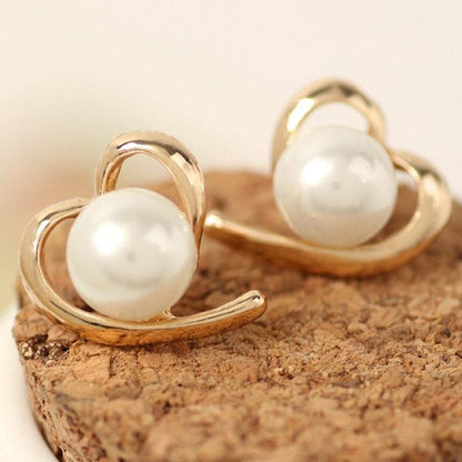 White Boho Imitation Pearl Circle Hoop Earrings - L & M Kee, LLC