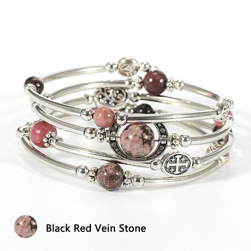 Natural Stone Boho Bead Bracelets - L & M Kee, LLC