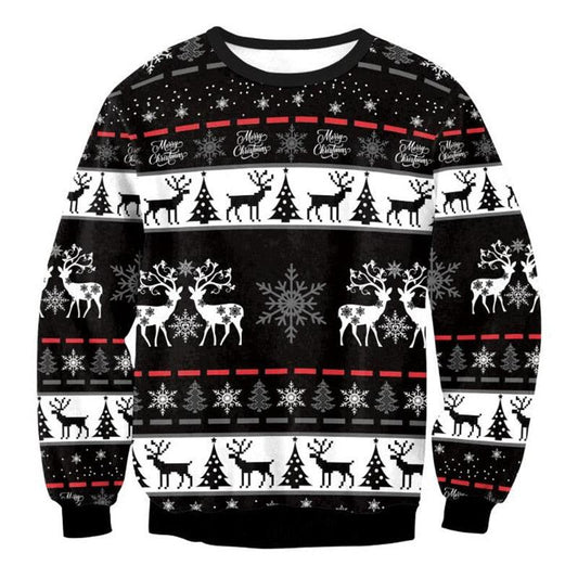 Ugly Christmas Sweater Tree Reindeer Snowflakes - L & M Kee, LLC
