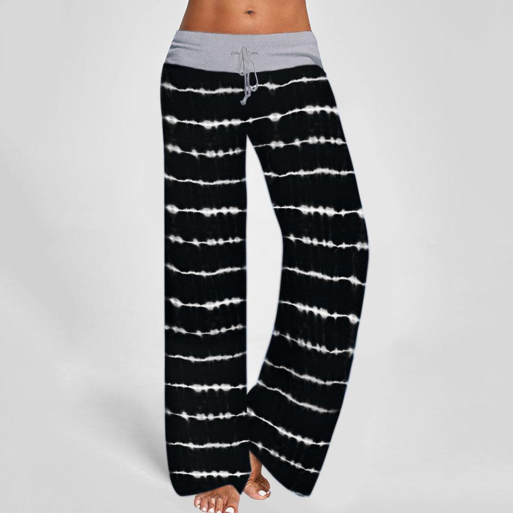 Striped Printed Wide Leg Long Pants - L & M Kee, LLC