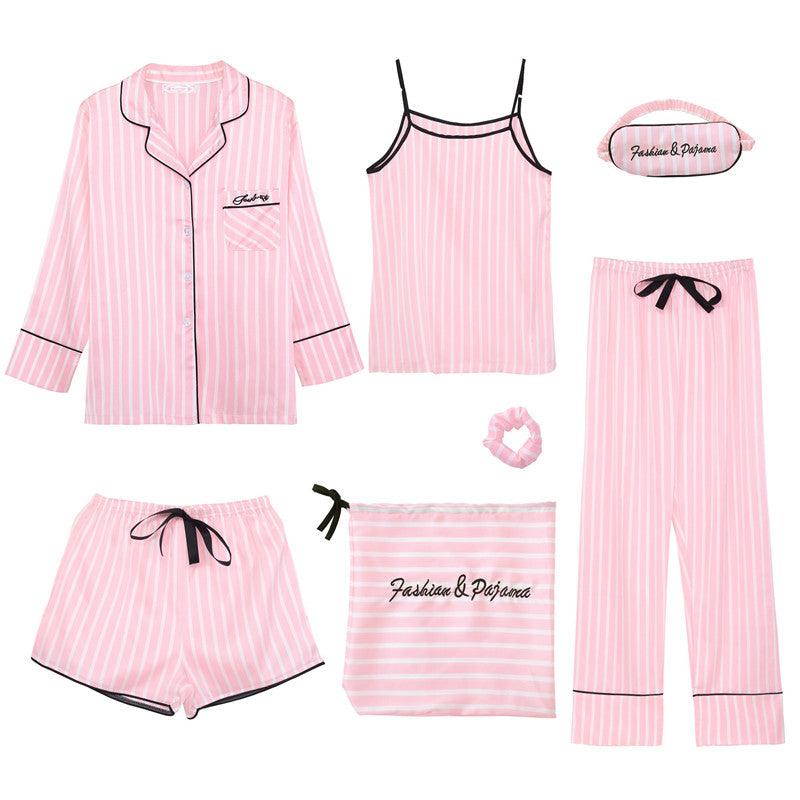 JULY'S SONG Pink Women's 7 Pieces Pajamas Set - L & M Kee, LLC