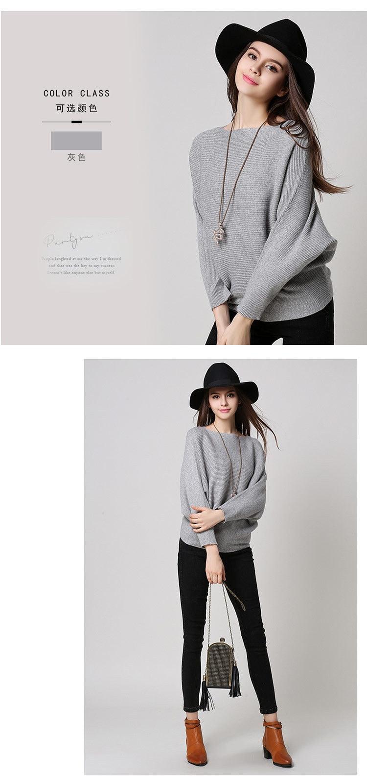 Boat Neck Batwing Sleeve Tapered Waist Knit Top - L & M Kee, LLC