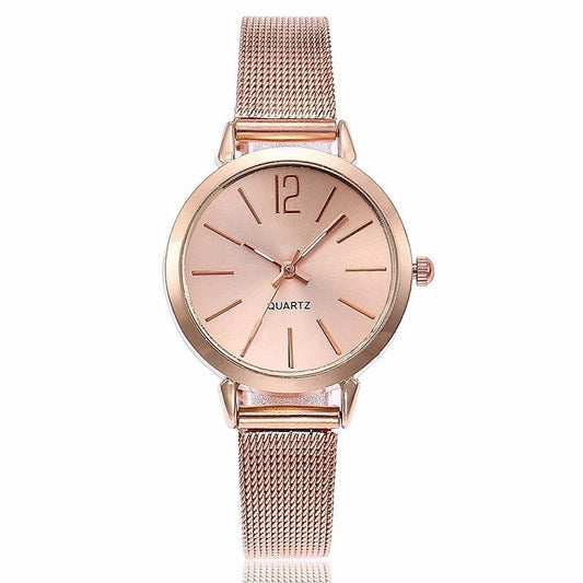 Women Stainless Steel Silver Gold Mesh Watch - L & M Kee, LLC