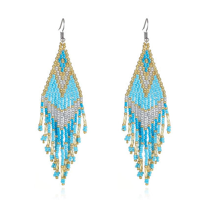 Colorful Beads Long Tassel Boho Earrings - L & M Kee, LLC