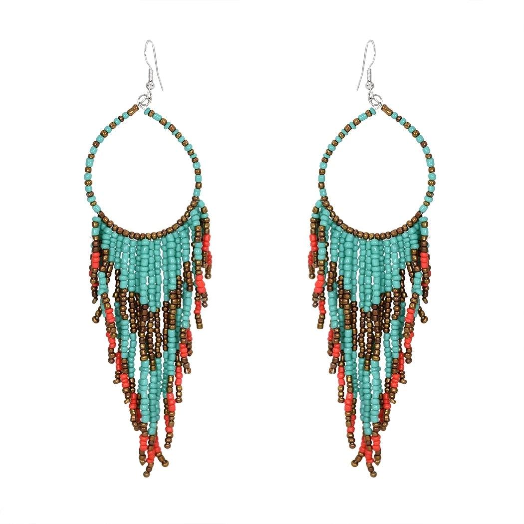 Multicolors Beaded Drop Earrings - L & M Kee, LLC