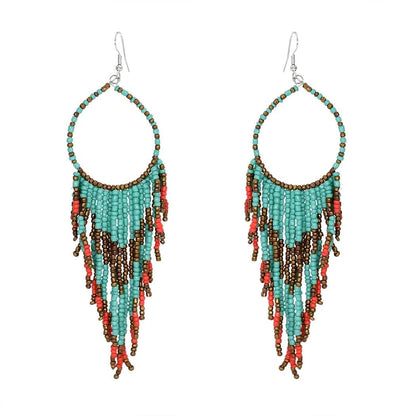 Multicolors Beaded Drop Earrings - L & M Kee, LLC