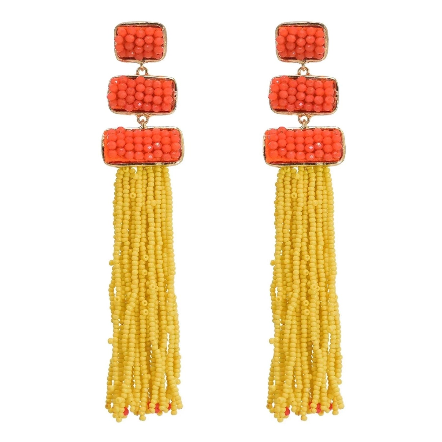 Multicolors Beaded Drop Earrings - L & M Kee, LLC