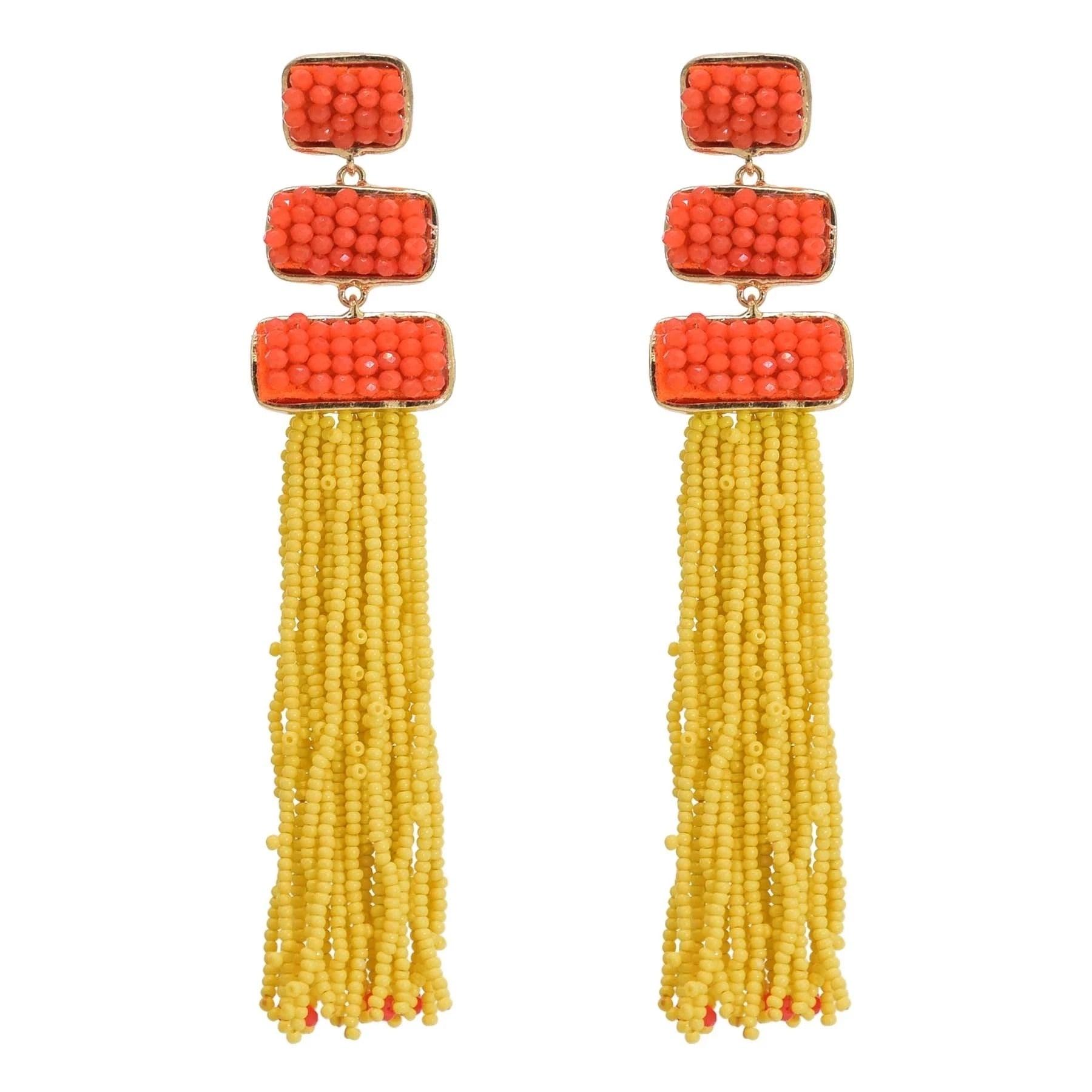 Multicolors Beaded Drop Earrings - L & M Kee, LLC