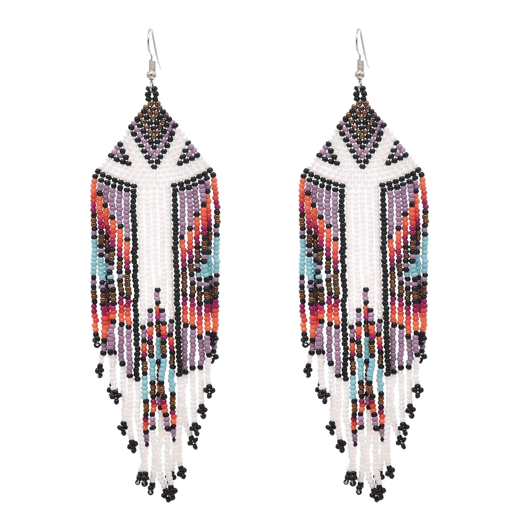 Multicolors Beaded Drop Earrings - L & M Kee, LLC