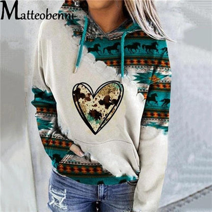 Aztec Print Lightweight Hoodie Women - L & M Kee, LLC