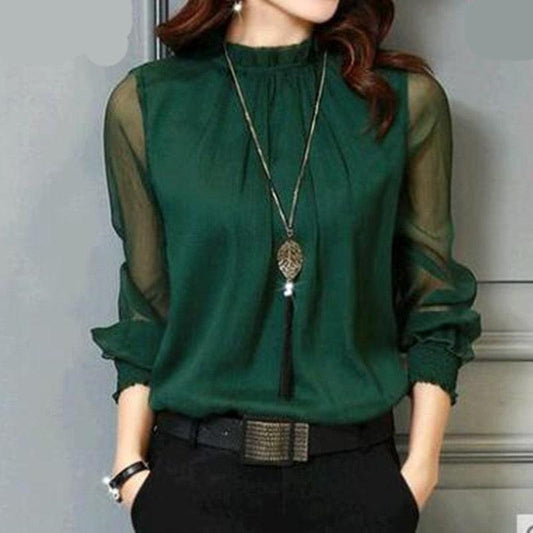 Chiffon Long Sleeve Blouse - L & M Kee, LLC