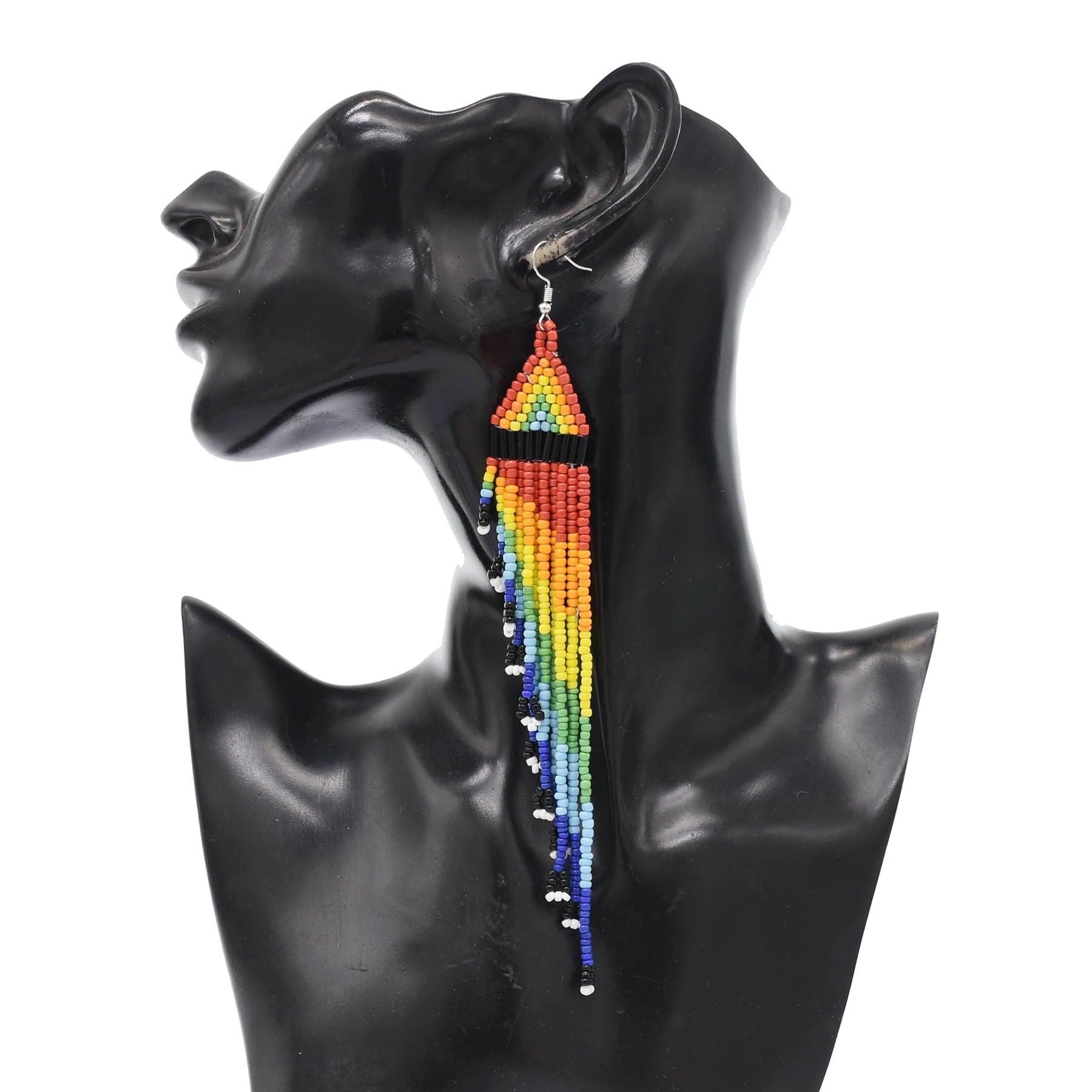 Multicolors Beaded Drop Earrings - L & M Kee, LLC