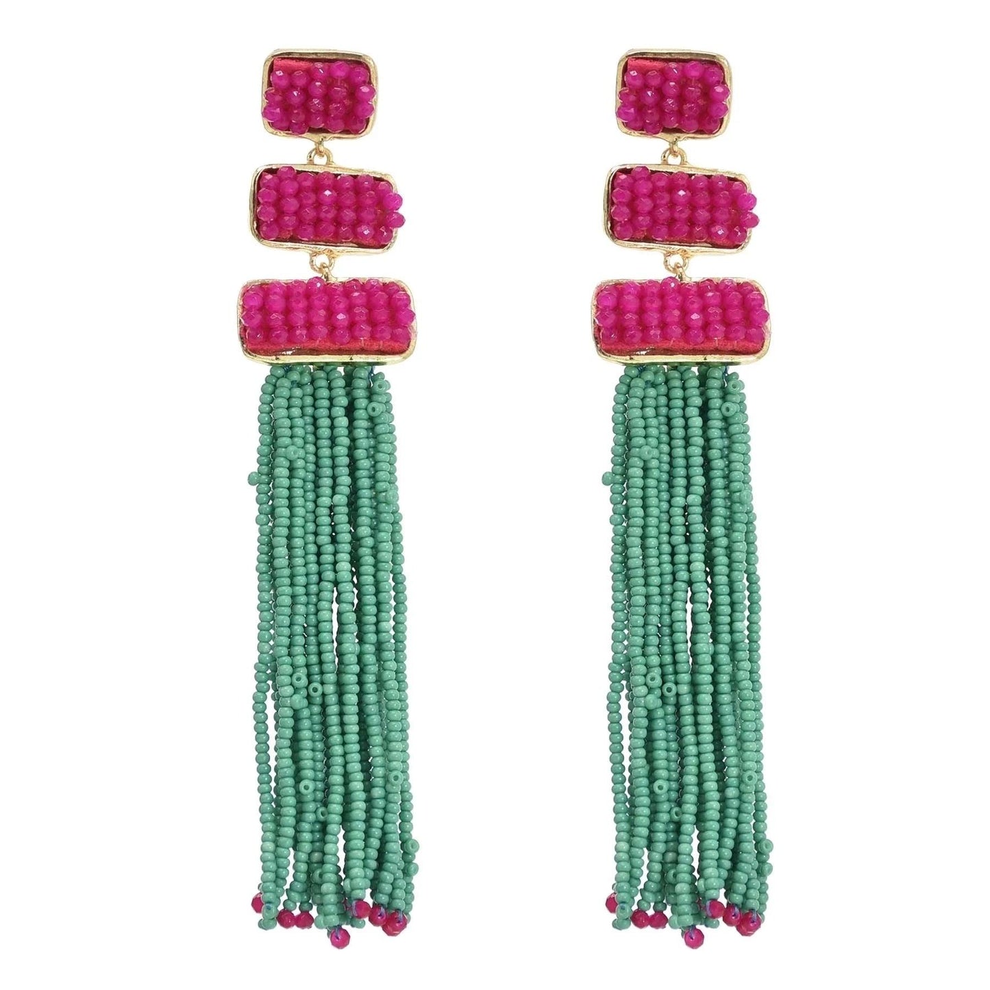 Multicolors Beaded Drop Earrings - L & M Kee, LLC