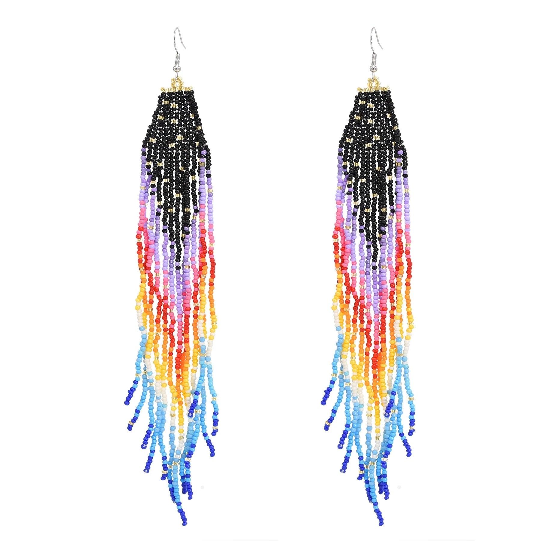 Multicolors Beaded Drop Earrings - L & M Kee, LLC