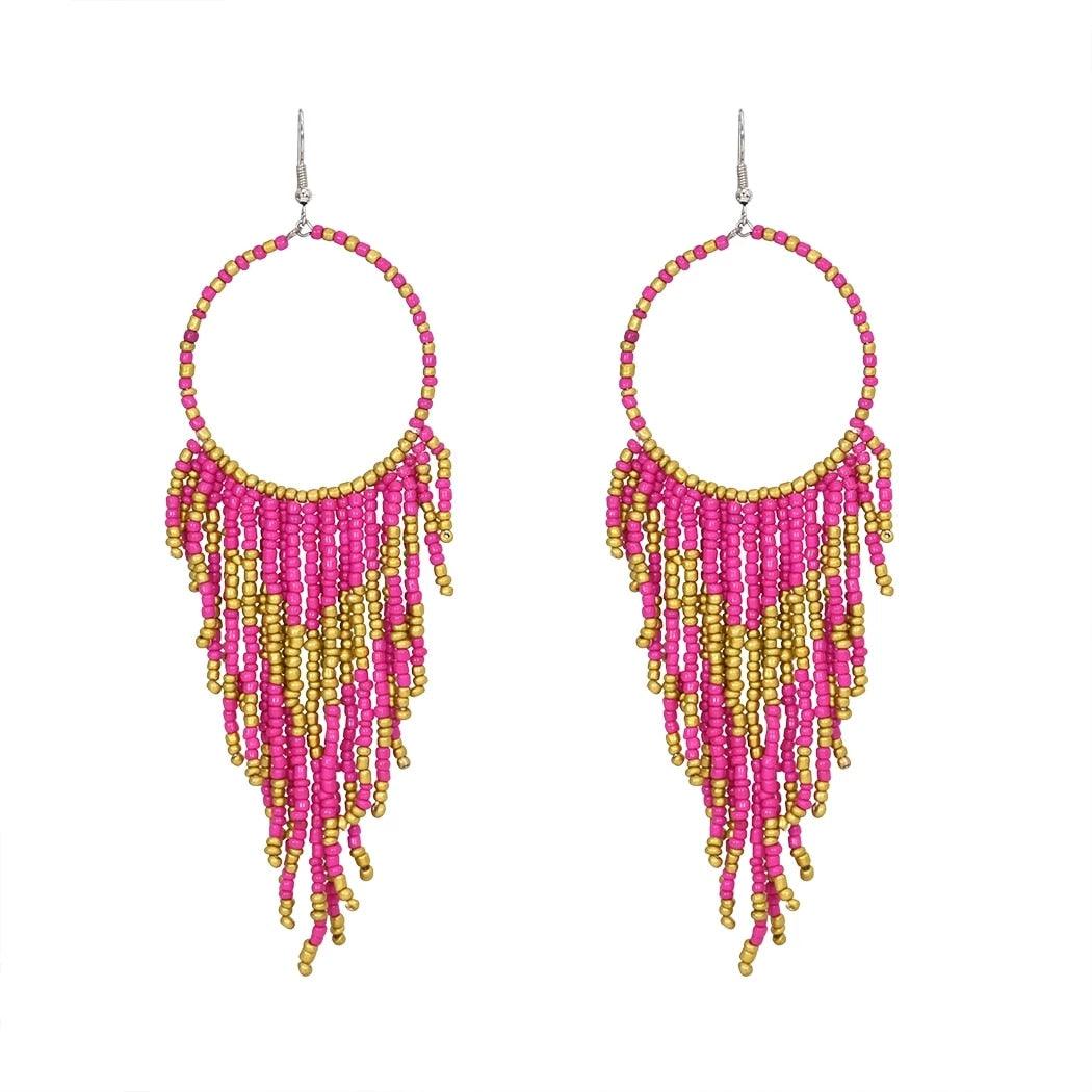 Multicolors Beaded Drop Earrings - L & M Kee, LLC