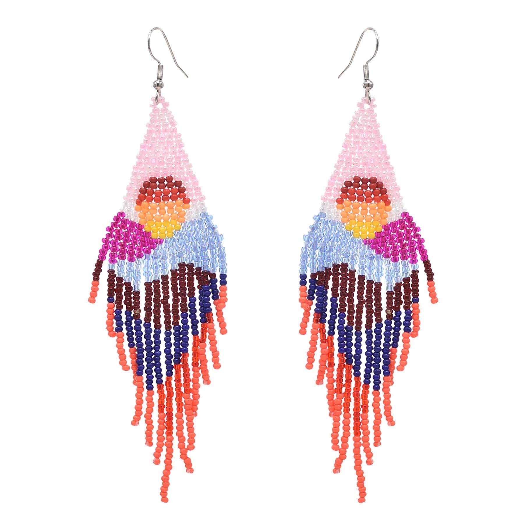 Multicolors Beaded Drop Earrings - L & M Kee, LLC