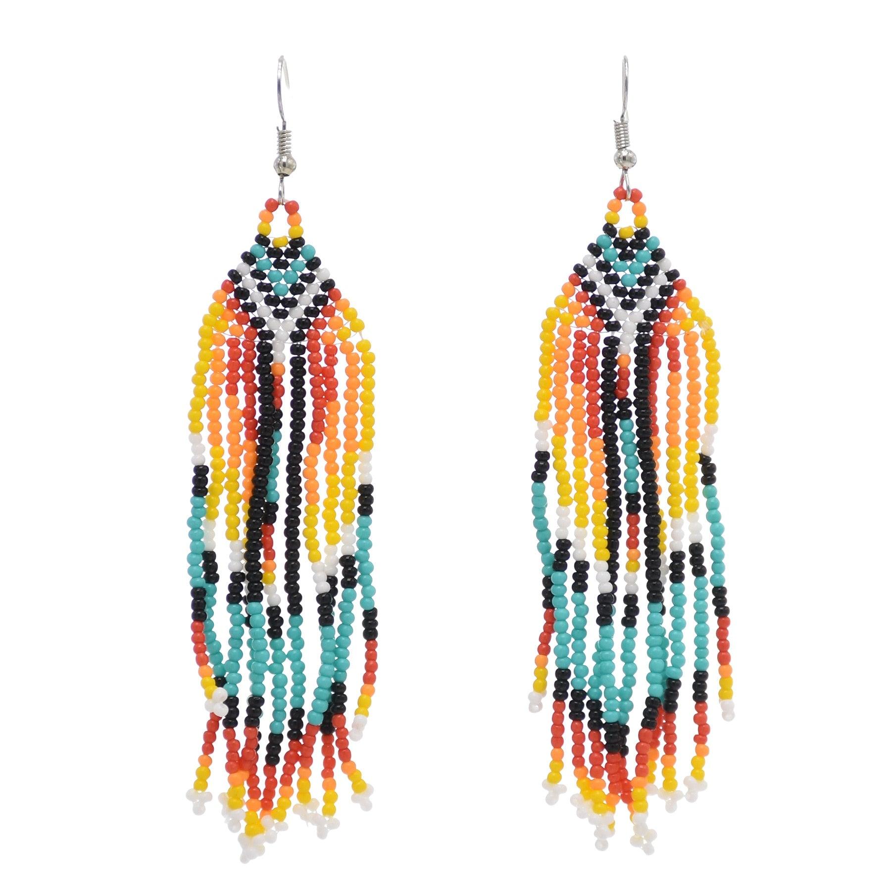 Multicolors Beaded Drop Earrings - L & M Kee, LLC