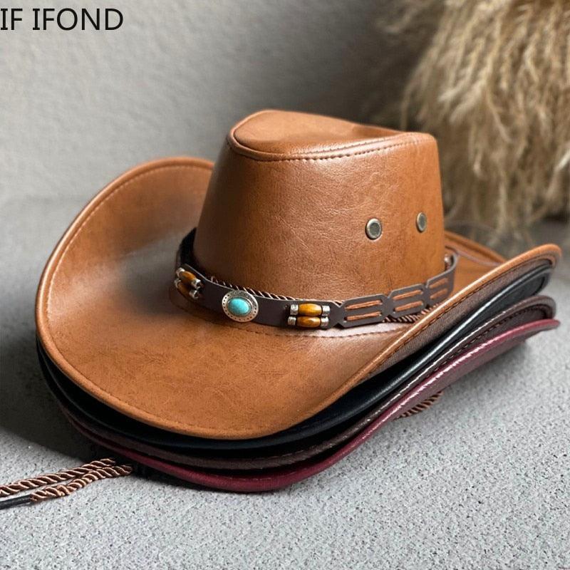 Faux Leather Western Cowboy / Cowgirl Hat - L & M Kee, LLC