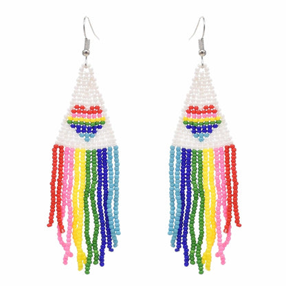 Multicolors Beaded Drop Earrings - L & M Kee, LLC