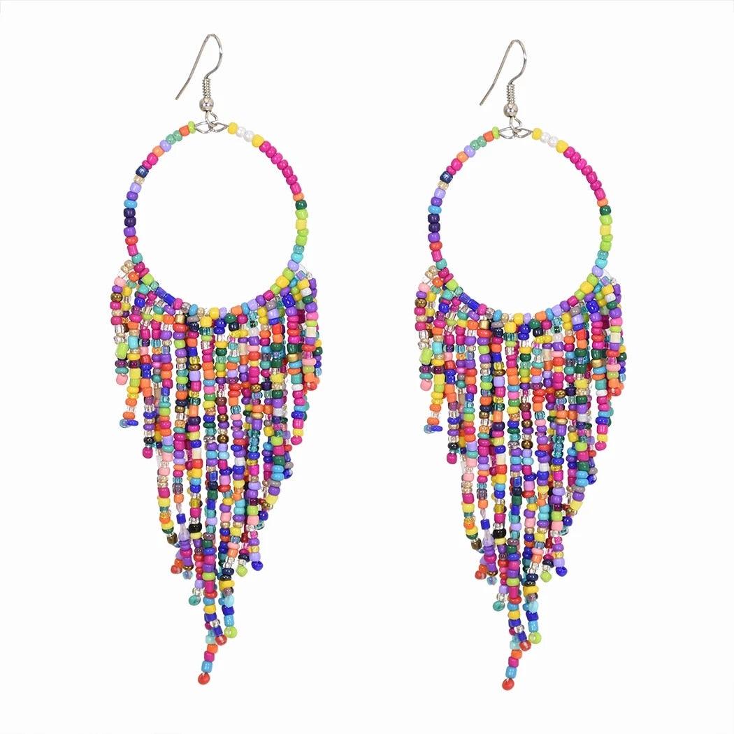 Multicolors Beaded Drop Earrings - L & M Kee, LLC