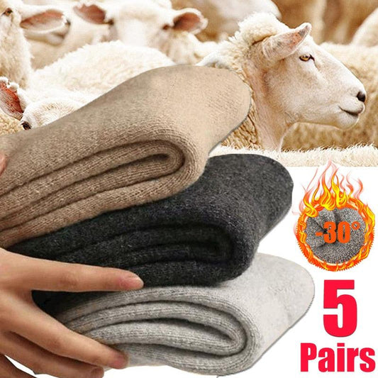 5Pairs Winter Warm Merino Wool Socks-L & M Kee, LLC