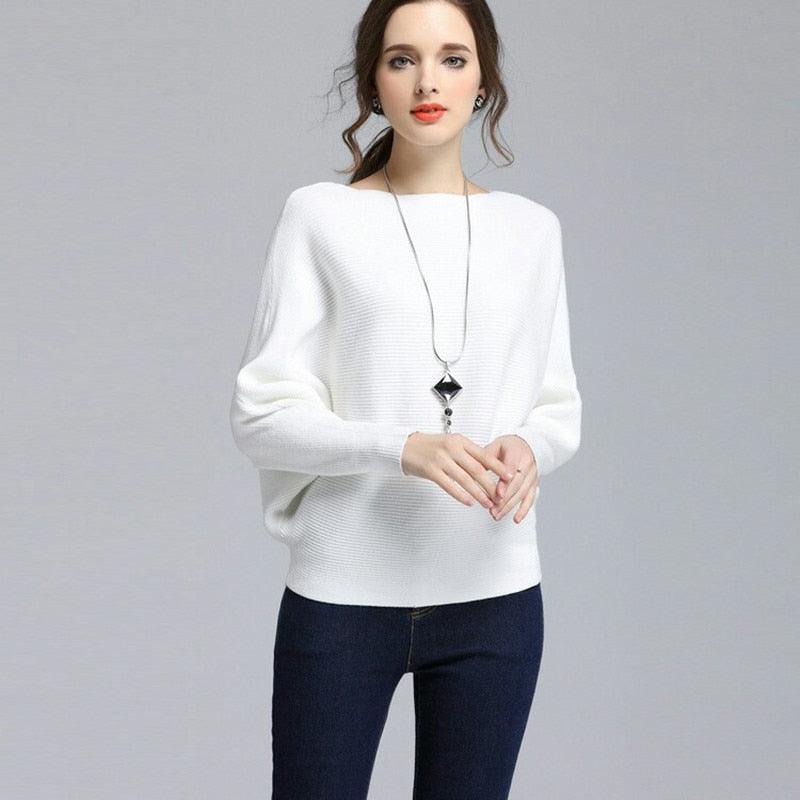 Boat Neck Batwing Sleeve Tapered Waist Knit Top - L & M Kee, LLC