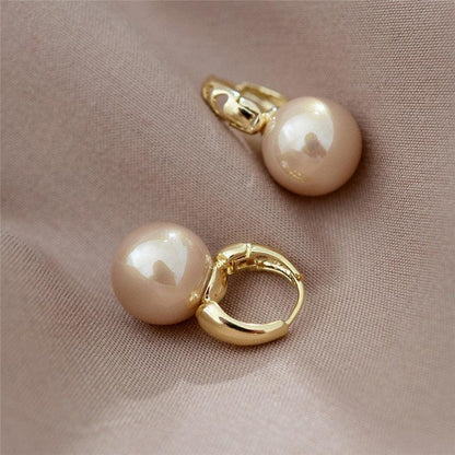 White Boho Imitation Pearl Circle Hoop Earrings - L & M Kee, LLC