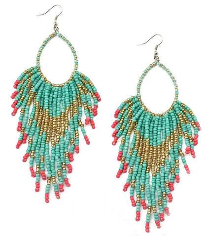 Multicolors Beaded Drop Earrings - L & M Kee, LLC