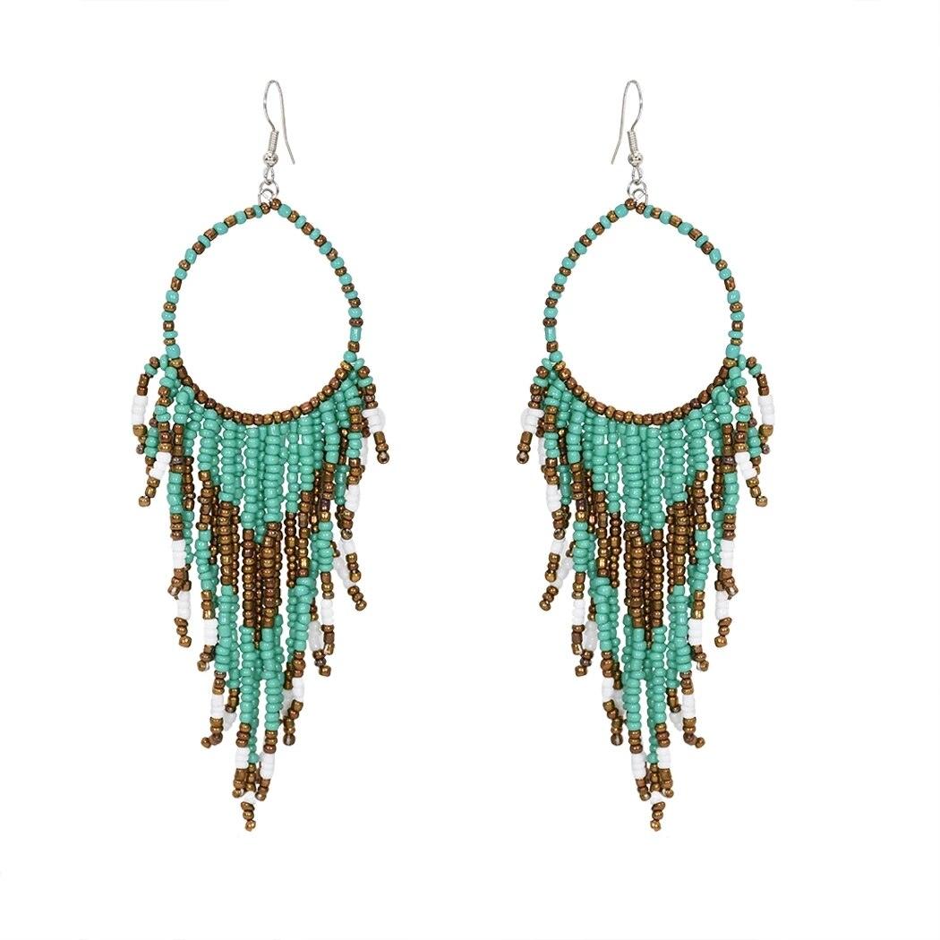 Multicolors Beaded Drop Earrings - L & M Kee, LLC