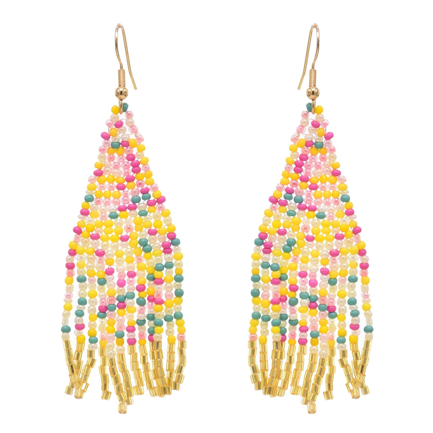 Multicolors Beaded Drop Earrings - L & M Kee, LLC