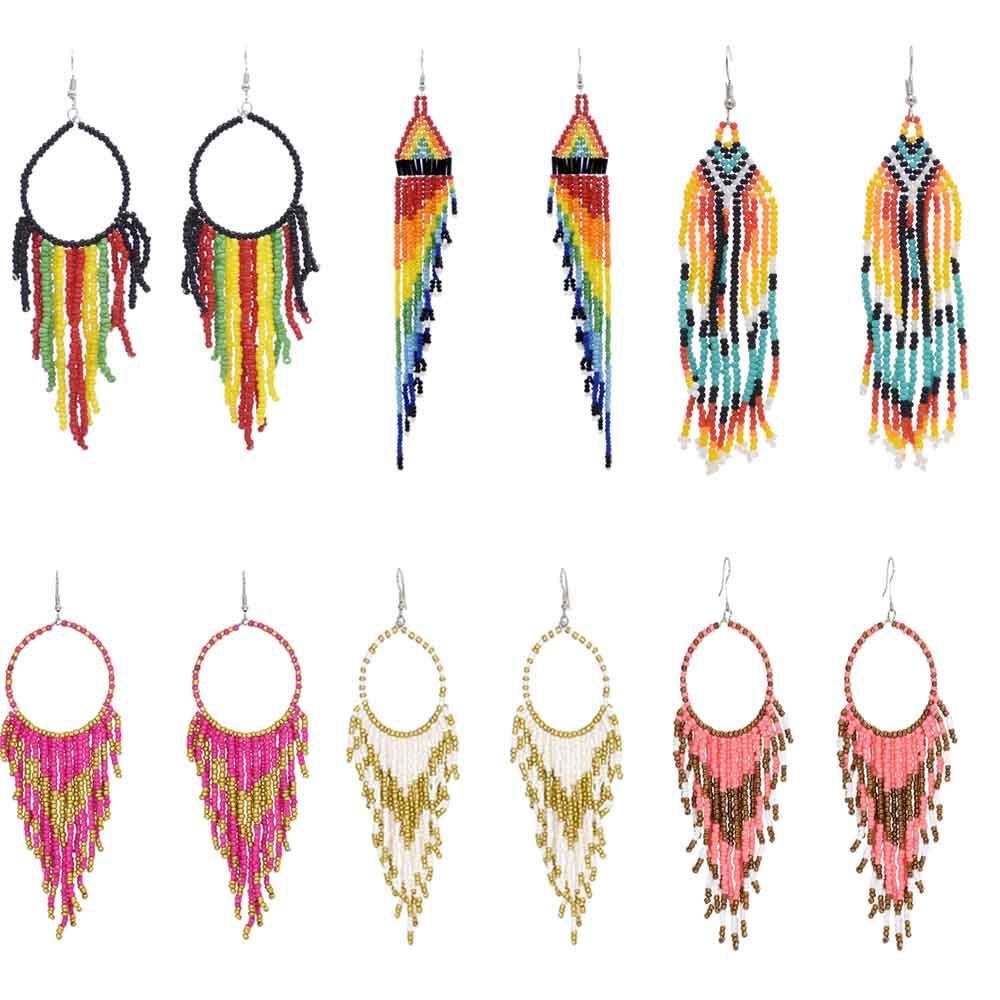 Multicolors Beaded Drop Earrings - L & M Kee, LLC