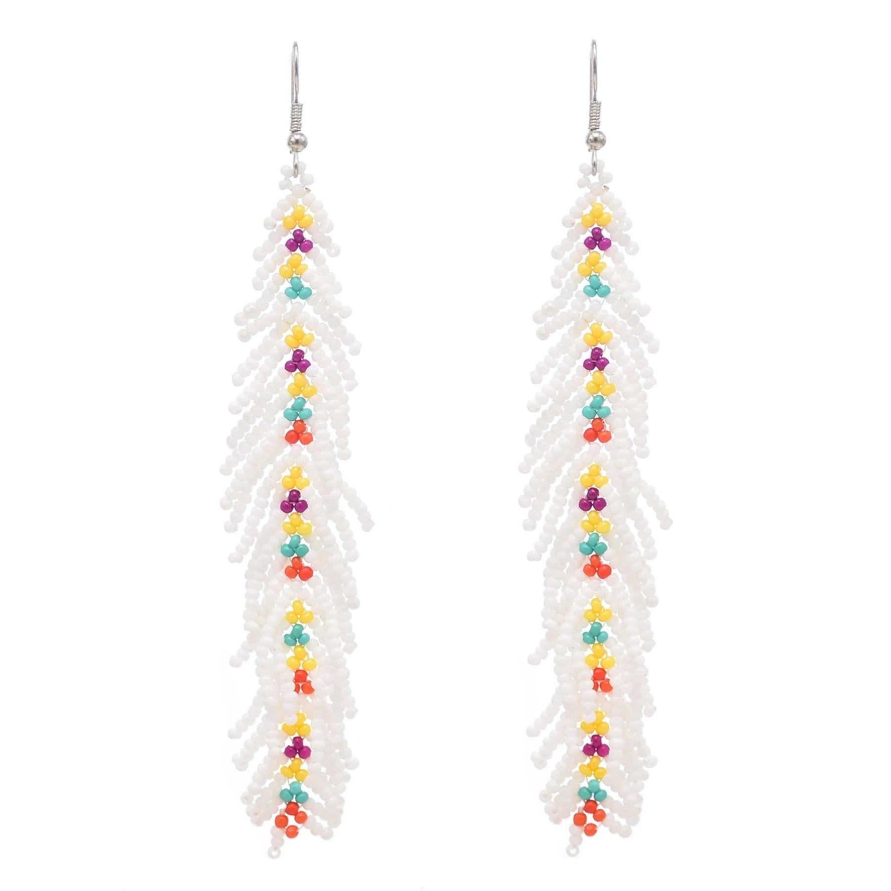 Multicolors Beaded Drop Earrings - L & M Kee, LLC