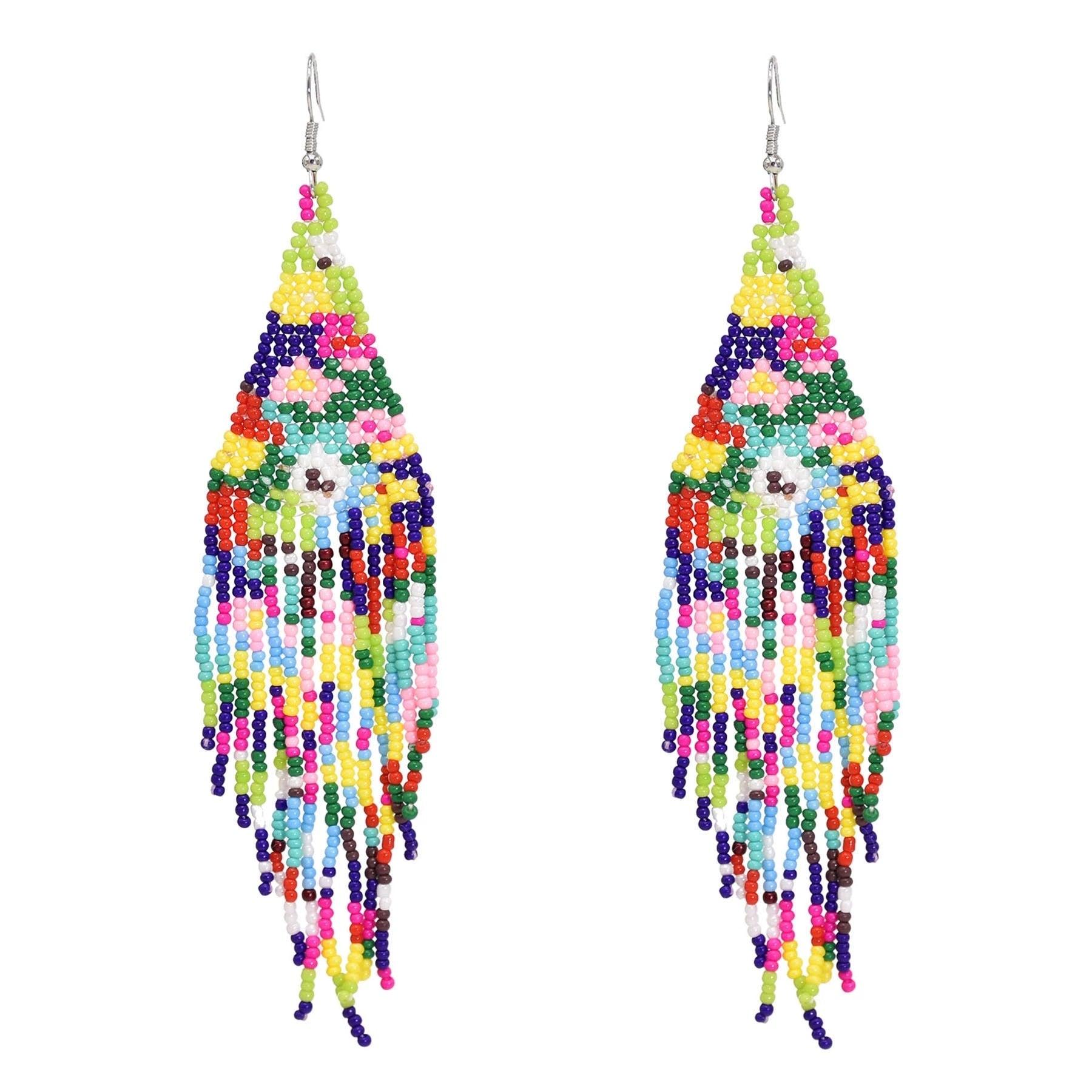 Multicolors Beaded Drop Earrings - L & M Kee, LLC