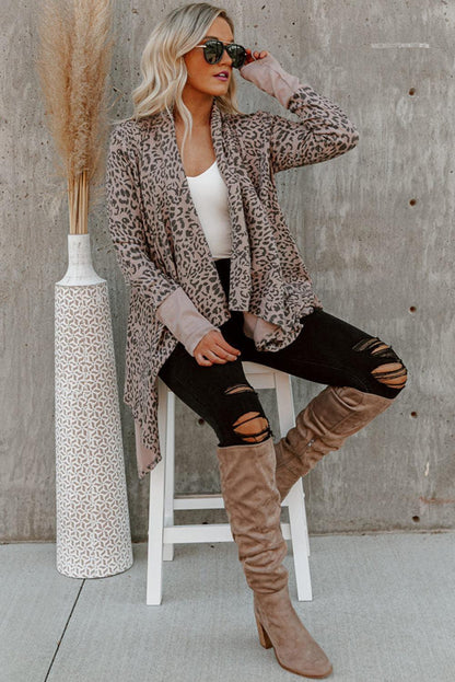 Leopard Open Front Cardigan - L & M Kee, LLC